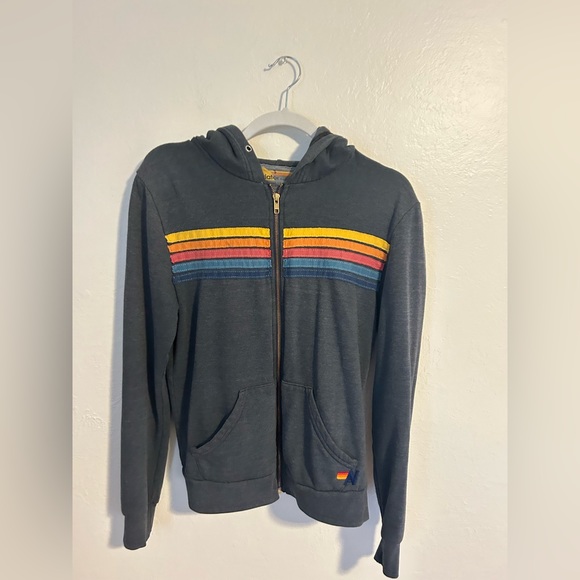 Aviator Nation Tops - Dark grey aviator nation five stripe zip up